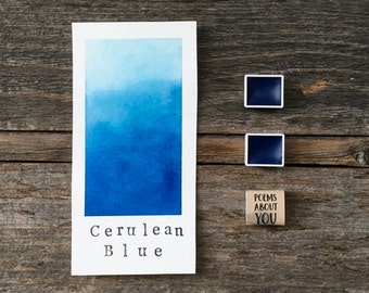 Aquarelle faite main - bleu céruléen - aquarelle bleue - pour la peinture, la calligraphie et le lettrage
