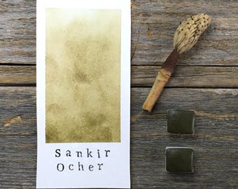 Handgemaakte aquarel (sankir oker) voor schilderen, kalligrafie en belettering