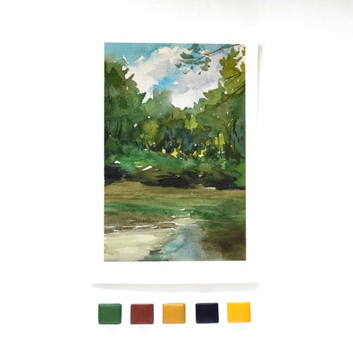 Handmade Watercolors - Green Set 2.0 - 12 Color Set for Plein Air -Emerald, Oxide, Florentine, shops Perylene and Hooker's Green