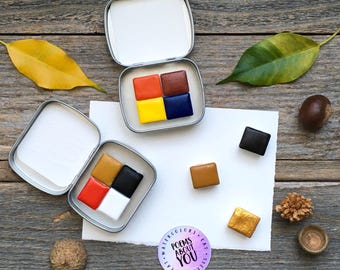 Handmade Watercolor Harmony Set: Four Color Palette, Illustration Travel Set - Limited Palette - Watercolor Illustration Palette