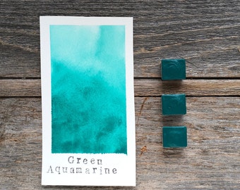 Handmade Watercolor - Green Aquamarine - Genuine Pigment - for Painting, Calligraphy, and Lettering