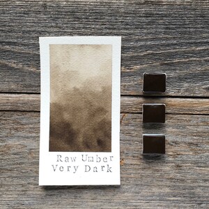 Handmade Watercolor - Raw Umber Very Dark - Warm Brown - for Painting, Calligraphy, and Lettering