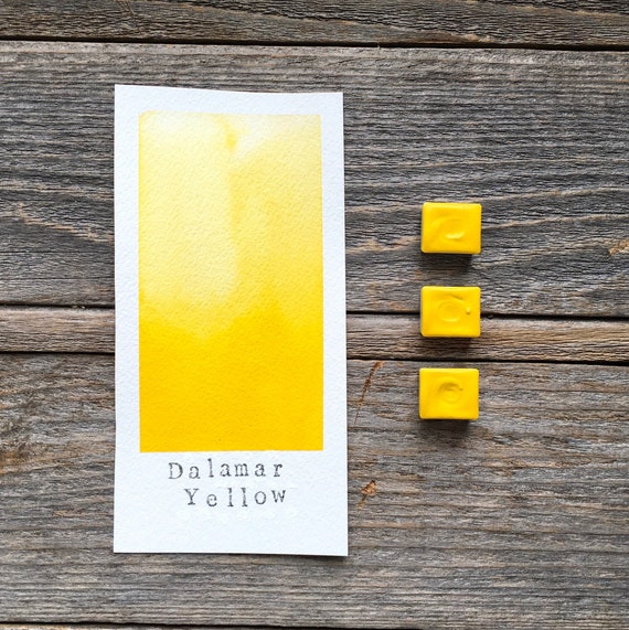 Handmade Watercolor - Dalamar Yellow - for Painting, Calligraphy, and Lettering - Watercolor Painting Art Supplies (Half Pan)