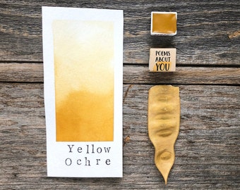 Handmade Watercolor - Yellow Ocher - for Painting, Calligraphy, and Lettering