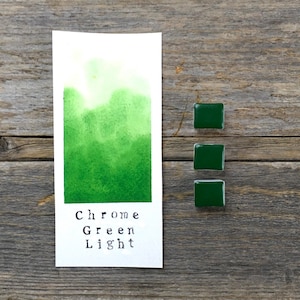 Handmade Watercolor - Chrome Green Light - Genuine Pigment - for Painting, Calligraphy, and Lettering