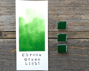 Handgefertigte Aquarellfarbe - Chromgrün hell - Echtes Pigment - für Malerei, Kalligraphie und Beschriftung