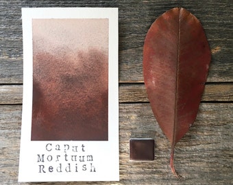 Handmade Watercolor - Caput Mortuum Reddish - Granulating Watercolor - for Painting, Calligraphy, and Lettering