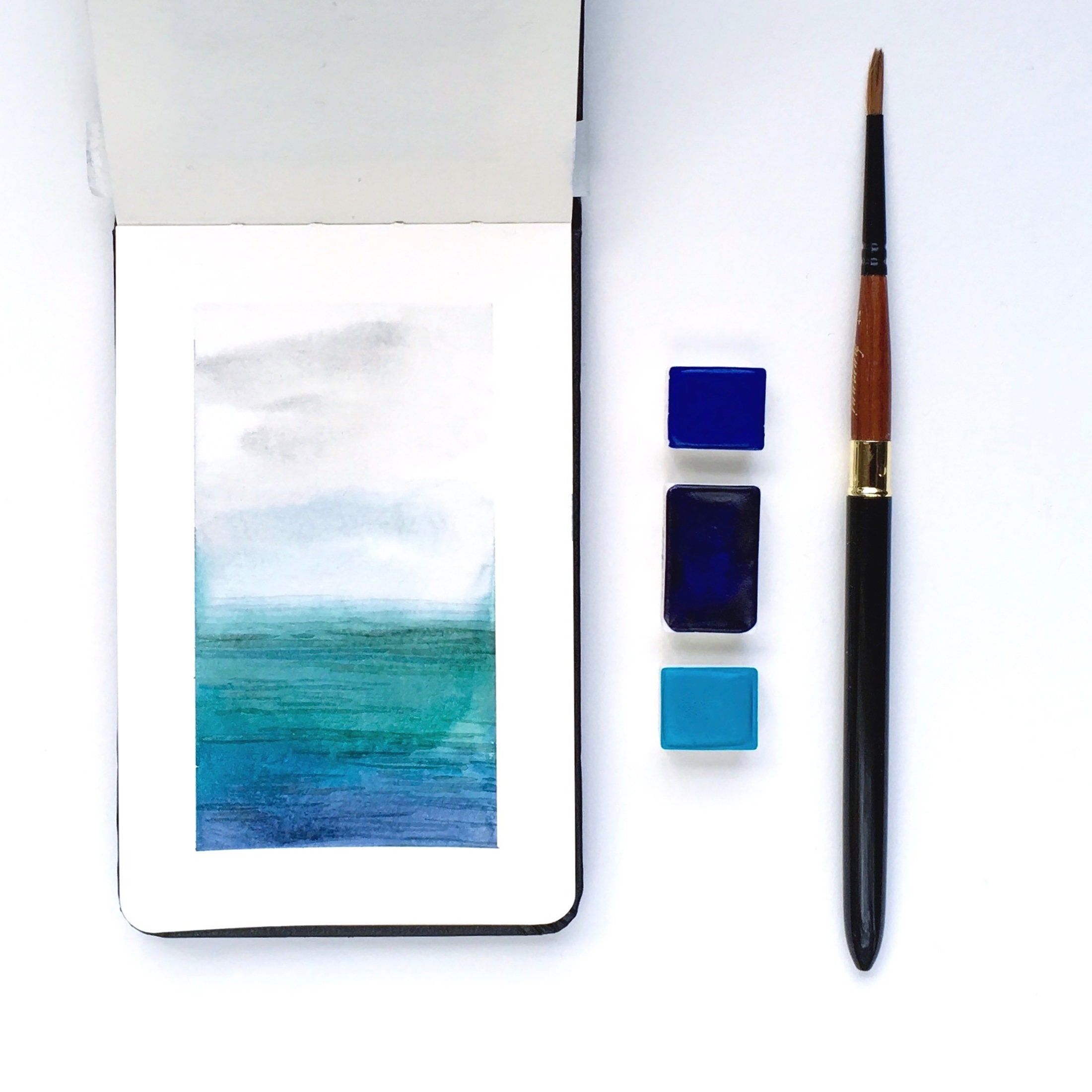 Handmade Watercolors Ocean Blue Colors 6 Color Set Aquamarine, Ultramarine,  Cerulean, Indigo, Prussian Blue, Green -  Denmark