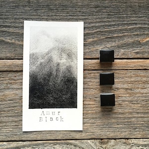 Handmade Watercolor - Amur Black - Granulating Black - for Painting, Calligraphy, and Lettering