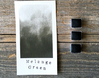 Handmade Watercolor - Melange Green - for Painting, Calligraphy, and Lettering