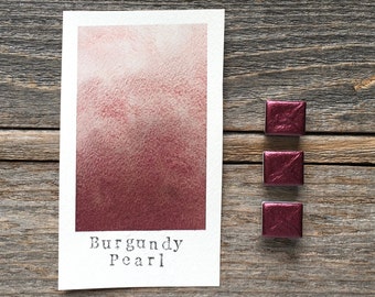 Handmade Watercolor - Burgundy Pearl - Paint with Sparkles - Non-Toxic - for Painting, Calligraphy, and Lettering