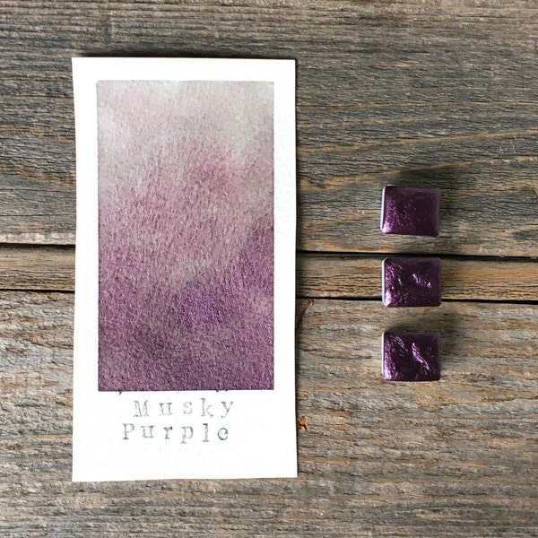 Handmade Watercolor - Musky Purple - Paint with Sparkles - Non-Toxic - for Painting, Calligraphy, and Lettering