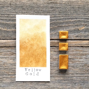 Handmade Watercolor with Sparkles - Yellow Gold Mineral - Non-Toxic - for Painting, Calligraphy, and Lettering