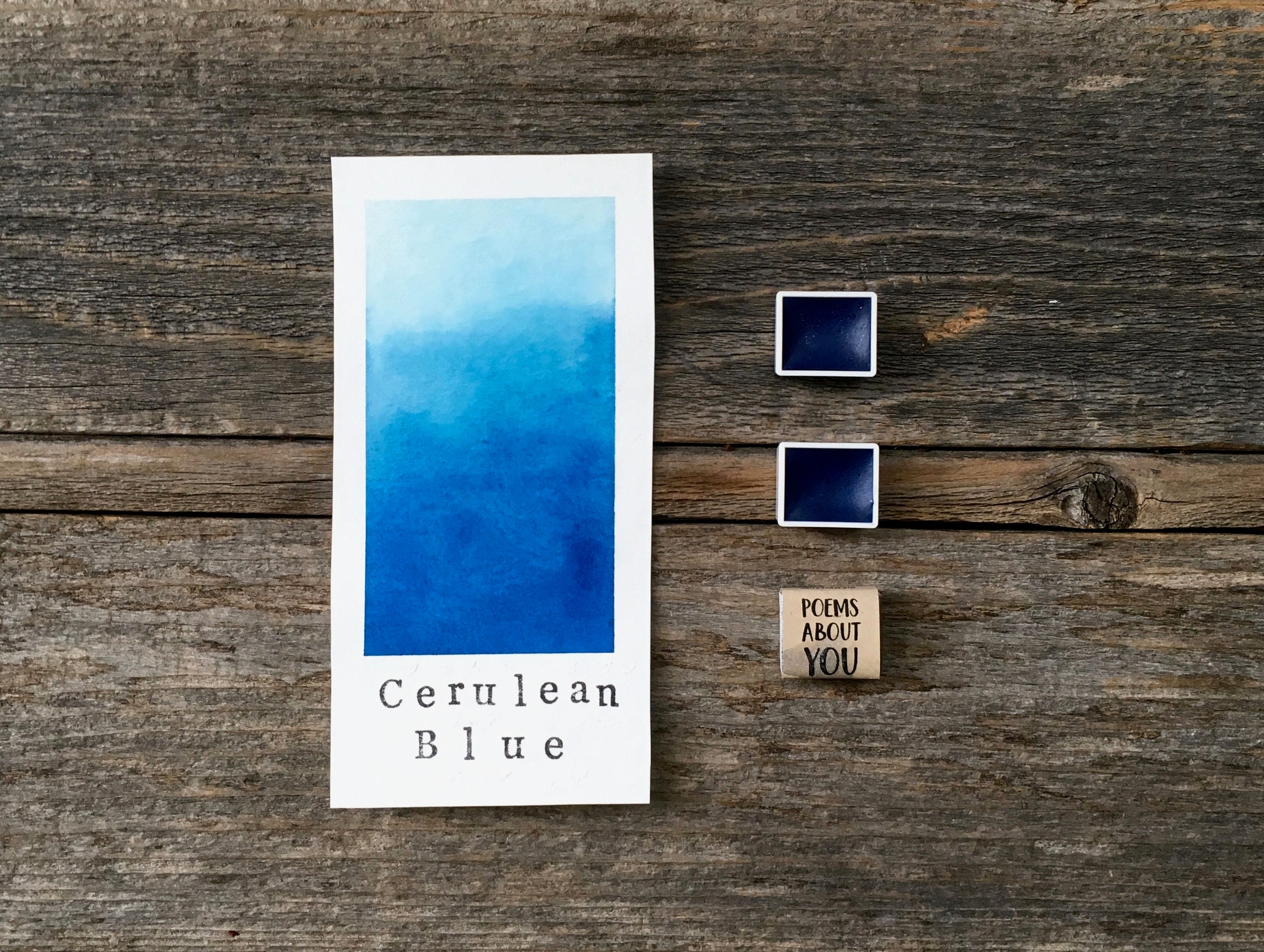 Handmade Watercolor Cerulean Blue Blue Watercolor for | Etsy