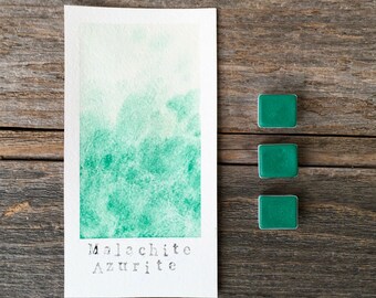 Handmade Watercolor - Malachite Azurite - Mineral Pigment - for Painting, Calligraphy, and Lettering