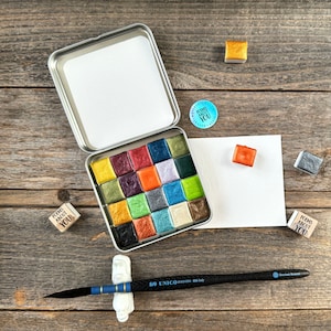 Handmade Watercolors - 20 Color Set - Non-Toxic - Metallics Set for Painting, Calligraphy, and Lettering - Shimmering Watercolors