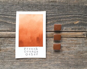 Handmade Watercolor - French Orange Ocher - for Painting, Calligraphy, and Lettering