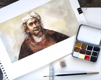 Rembrandt Set - 12 Color Set / Portrait Set - Handmade Watercolors - Lead-Tin Yellow, Red Ocher, Cassel Earth, Vermillion, Umber, Sienna