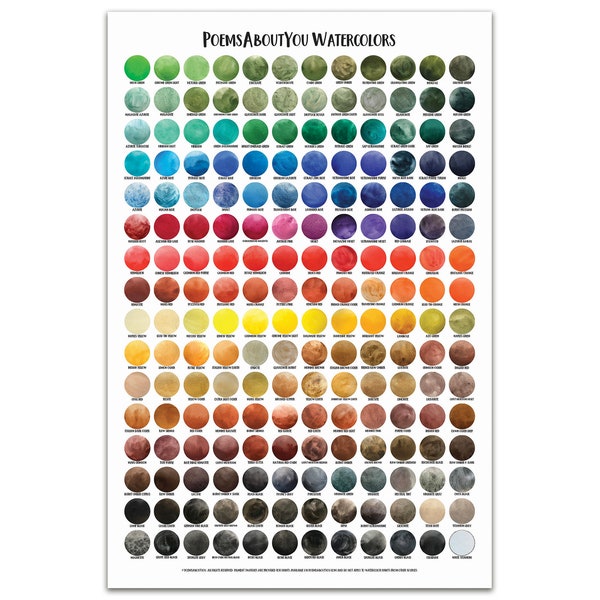 Watercolors Poster - 18" x 24" - Art Studio or Room Decor - Pigment Reference