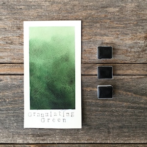 Handmade Watercolor - Granulating Green - for Painting, Calligraphy, and Lettering