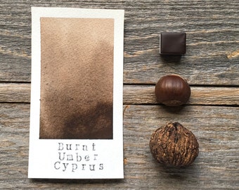 Handmade Watercolor - Burnt Umber Cyprus - Warm Brown - for Painting, Calligraphy, and Lettering