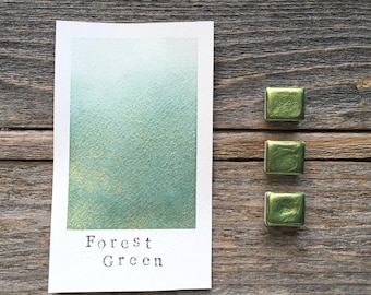Handmade Watercolor with Sparkles - Forest Green - Non-Toxic - for Painting, Calligraphy, and Lettering