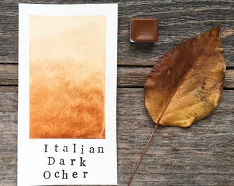 Handmade Watercolor - Italian Dark Ocher - for Painting, Calligraphy, and Lettering