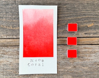 NEW: Neon Coral - Handmade Watercolor - for Painting, Calligraphy, and Lettering