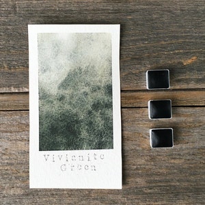 Handmade Watercolor - Vivianite Green - Mineral Pigment - for Painting, Calligraphy, and Lettering