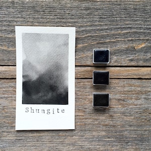 Handmade Watercolor - Shungite - Black - Gray - for Painting, Calligraphy, and Lettering