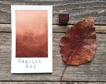 Handmade Watercolor - English Red - Granulating Red - for Painting, Calligraphy, and Lettering