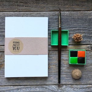 Set de Halloween: juego de 4 colores en una caja y 6 postales en blanco con sobres. Acuarelas hechas a mano: verde, neón, naranja y negro.