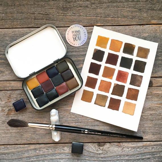 Handmade Earth Pigment Watercolors: 12-Color Ochre, Sienna, Umber Set (Organic Materials)