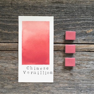 Handmade Watercolor - Chinese Vermillion - Opaque Watercolor - for Painting, Calligraphy, and Lettering