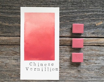 Handmade Watercolor - Chinese Vermillion - Opaque Watercolor - for Painting, Calligraphy, and Lettering