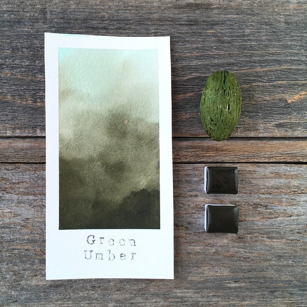 Handmade Watercolor - Green Umber - for Painting, Calligraphy, and Lettering