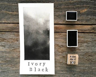 Handmade Watercolor - Ivory Black - Gray - for Painting, Calligraphy, and Lettering