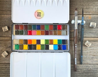 NEW: Large Universal Watercolor Set - 48 Colors - Handmade Watercolors - Red, Blue, Green, Yellow, Orange, Purple - for Painting Calligraphy