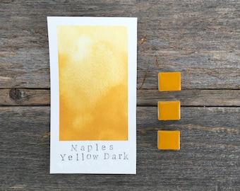 Handmade Watercolor - Naples Yellow Dark - for Painting, Calligraphy, and Lettering