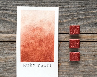 Handgefertigtes Aquarell – Ruby Pearl – Farbe mit Glitzer – ungiftig – für Malerei, Kalligraphie und Schriftzug