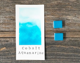 Aquarelle faite main - aigue-marine cobalt - aquarelle bleu turquoise - pour la peinture, la calligraphie et le lettrage