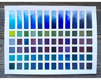 Handmade Watercolors - Blue Set - 12 Color Set - Smalt, Phtalo, Ultramarine, Cerulean, Azure, Cobalt, Indigo