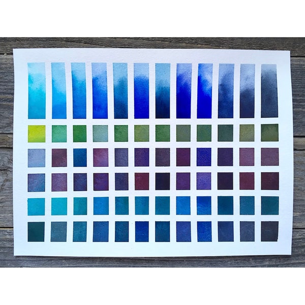 Handmade Watercolors - Blue Set - 12 Color Set - Smalt, Phtalo, Ultramarine, Cerulean, Azure, Cobalt, Indigo