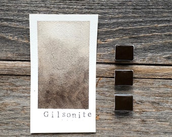 Handgefertigtes Aquarell - Gilsonit Mineral - Braun - für Malerei, Kalligraphie und Lettering