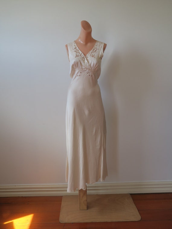 Vintage 1930's Bias Cut Full Length Champagne 100%