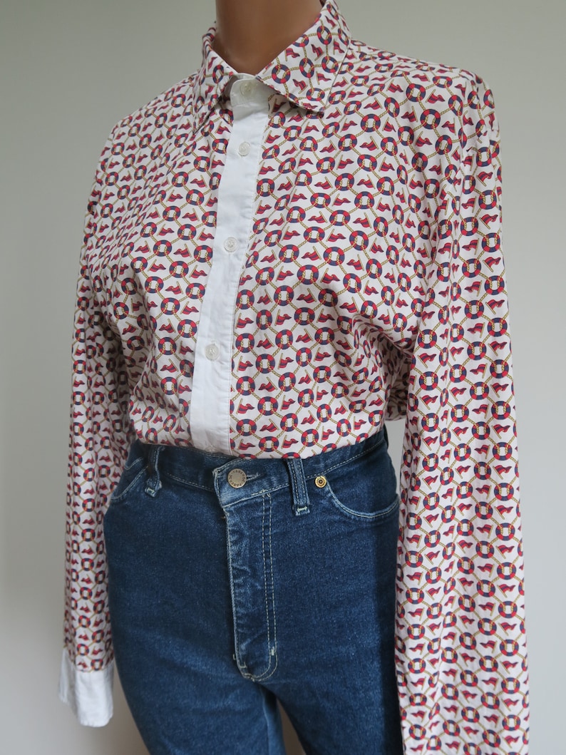 Vintage 1990/'s Dolce and Gabbana Cotton Nautical Pattern Shirt