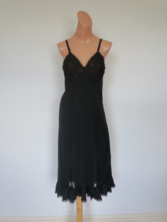 Vintage 1930's Black Bias Cut Silkenese/Early Rayo