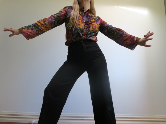 Vintage 1970's Psychedelic Velvet Mandarin Collar