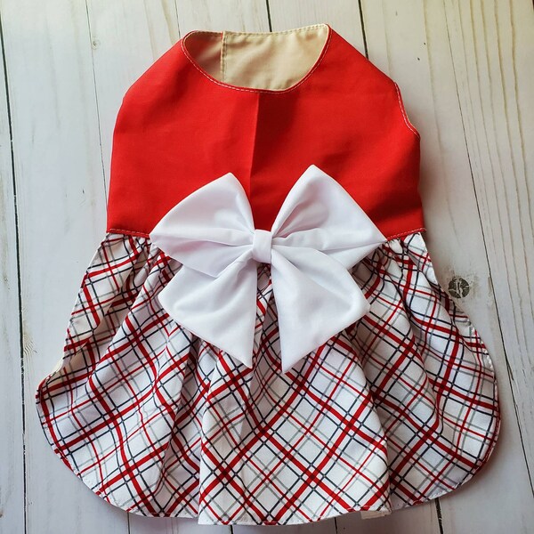 Red Plaid Dog Dress Etsy