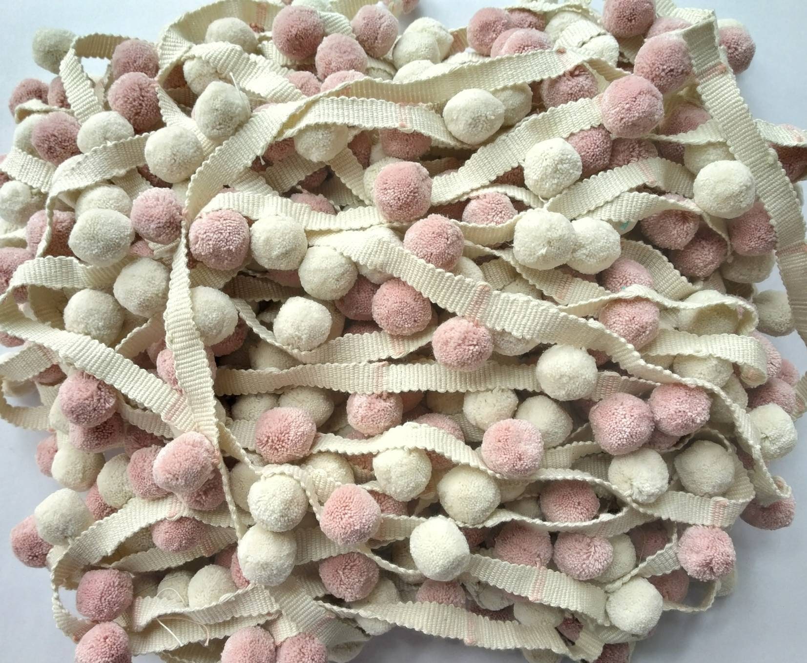 Blush Pinkpale Rose and Ivory Pom Poms Pom Pom Garlandpom Etsy UK